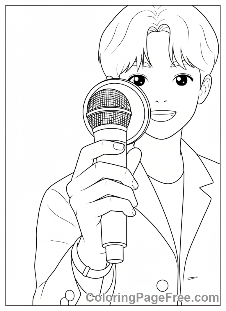 Kpop coloring page - Idol mic close-up