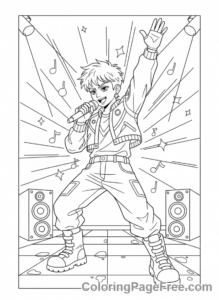 Kpop coloring page - Idol singing action