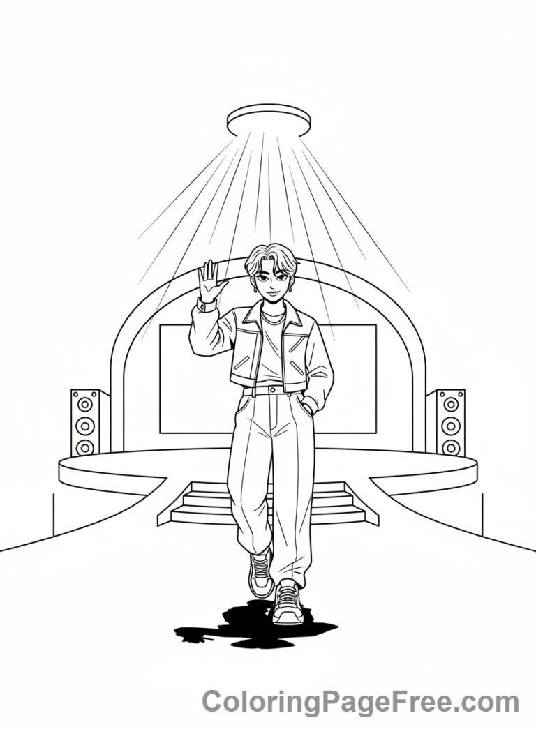 Kpop coloring page - Idol stage entrance