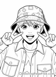 Kpop coloring page - Idol trendy hat