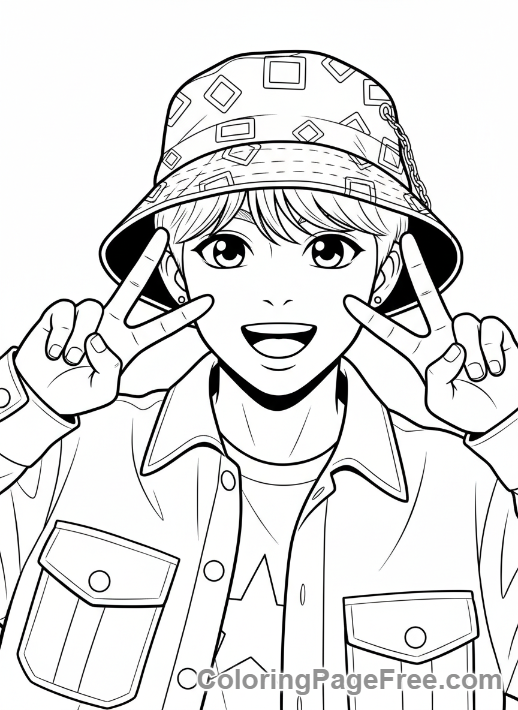 Kpop coloring page - Idol trendy hat