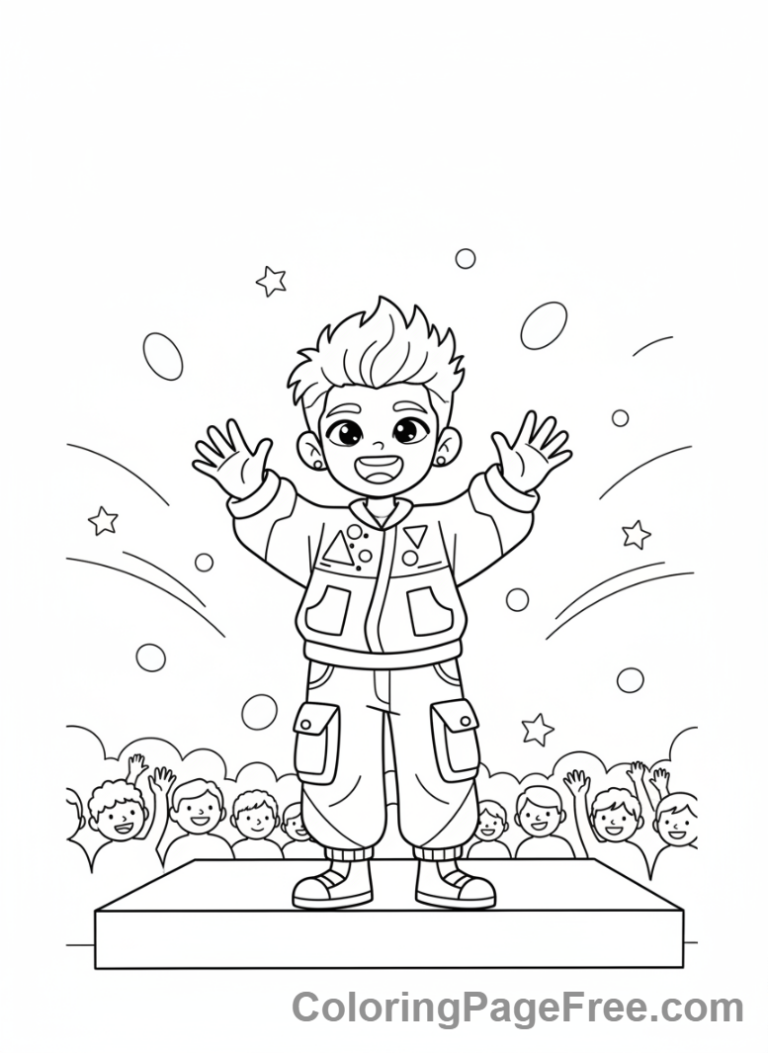 Kpop coloring page - Idol waving fans
