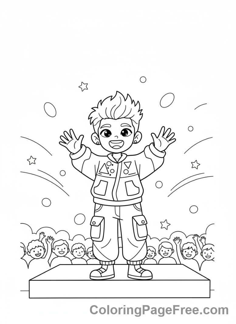 Kpop coloring page - Idol waving fans