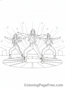 Kpop Idols coloring page - Group synchronized dance