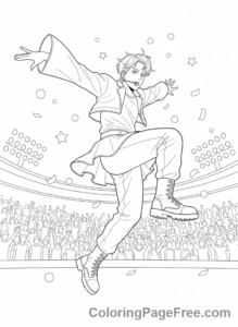 Kpop Idols coloring page - Idol jumping mid-air