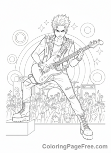 Kpop Idols coloring page - Idol playing guitar
