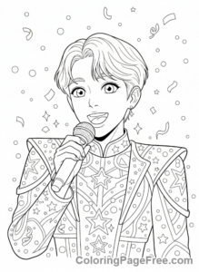 Kpop Idols coloring page - Idol singing close-up