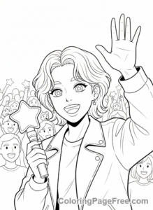 Kpop Idols coloring page - Idol waving to fans