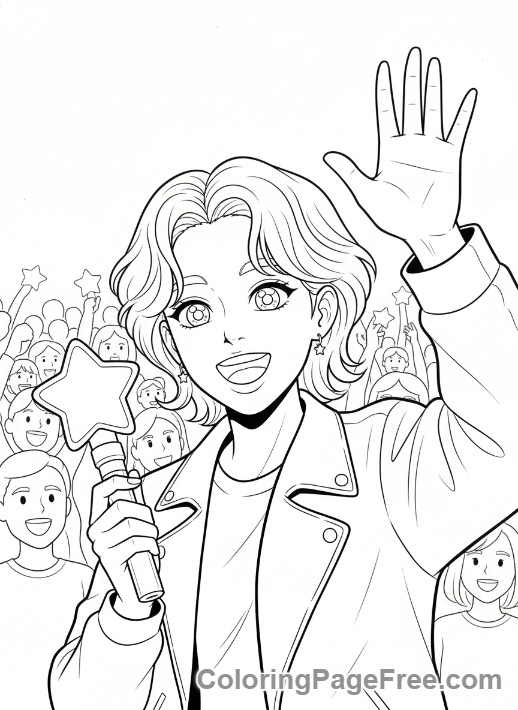 Kpop Idols coloring page - Idol waving to fans