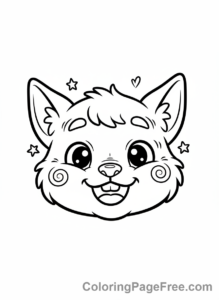 Labubu coloring page - Labubu close-up smile