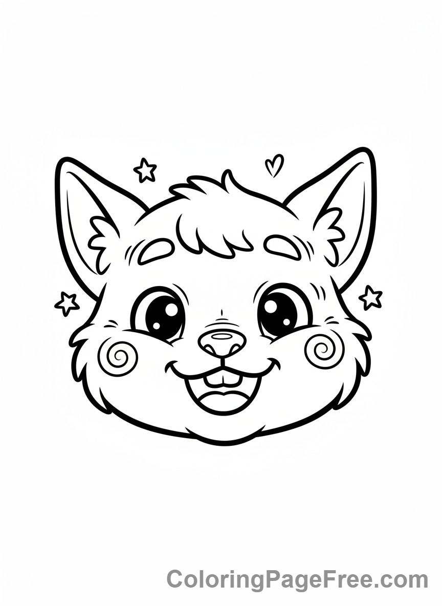 Labubu coloring page - Labubu close-up smile