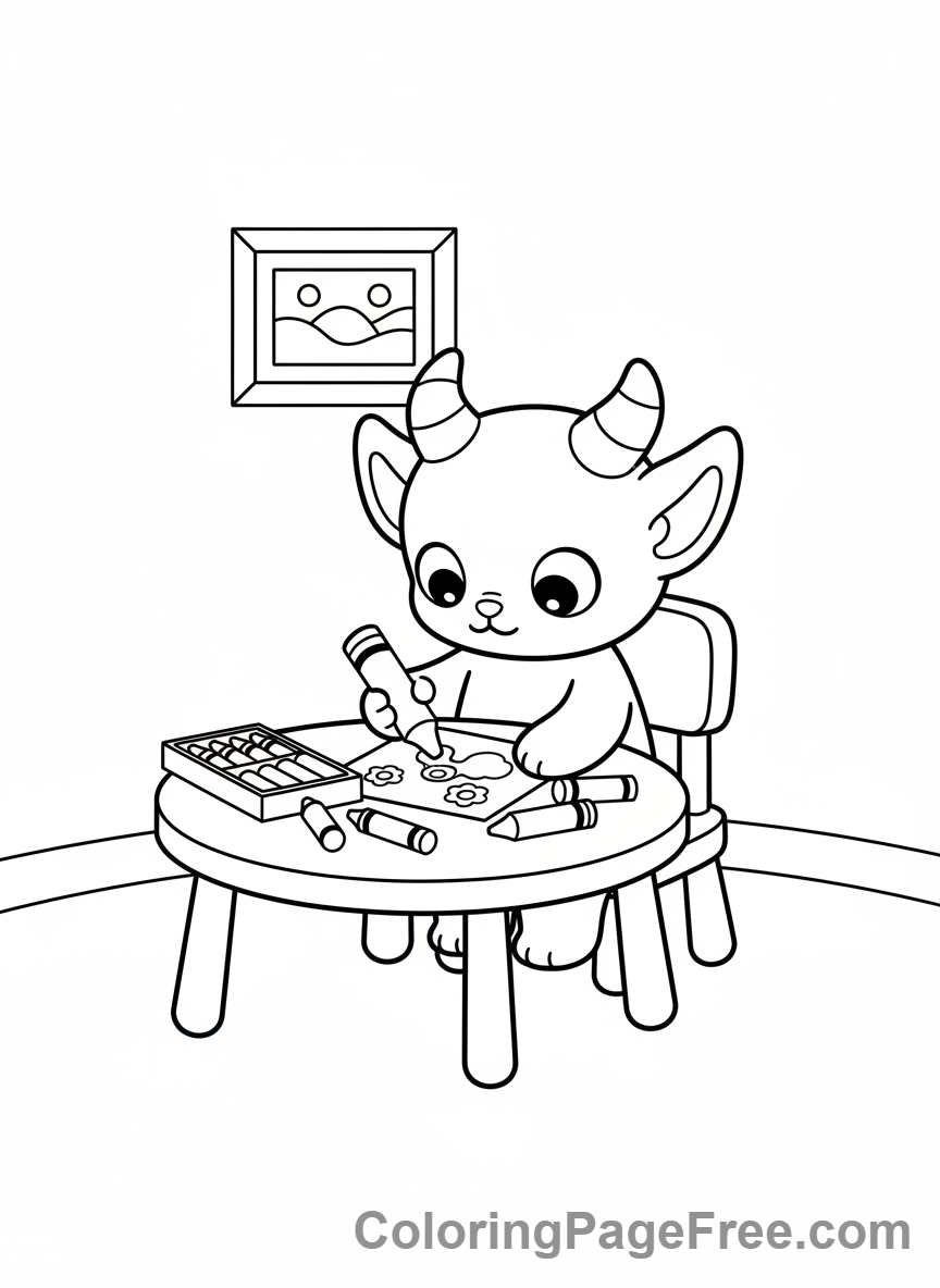 Labubu coloring page - Labubu drawing art