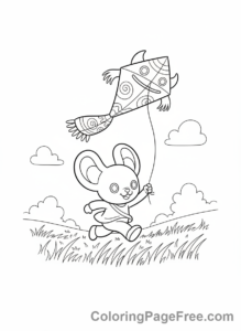 Labubu coloring page - Labubu flying kite