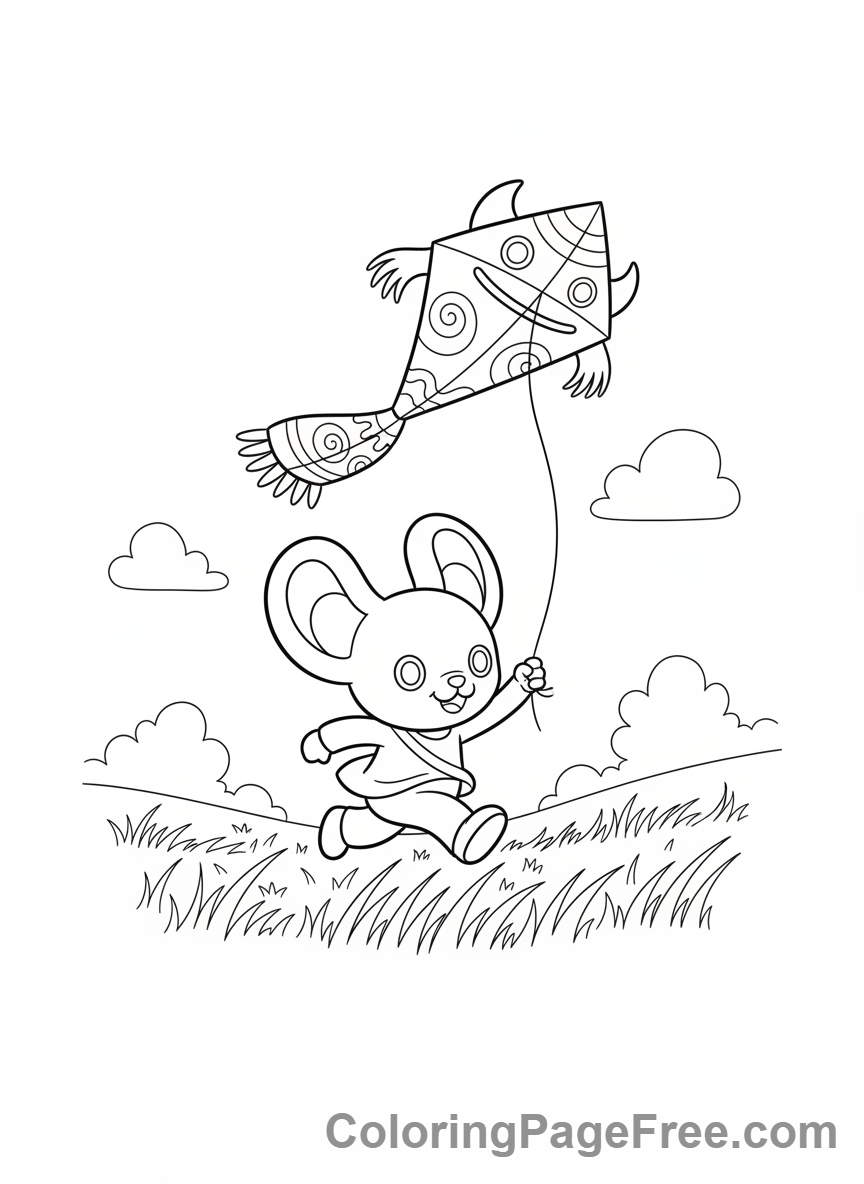 Labubu coloring page - Labubu flying kite