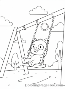 Labubu coloring page - Labubu on swing