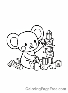 Labubu coloring page - Labubu playing with toys