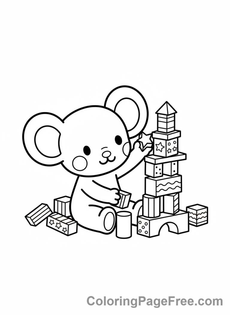 Labubu coloring page - Labubu playing with toys