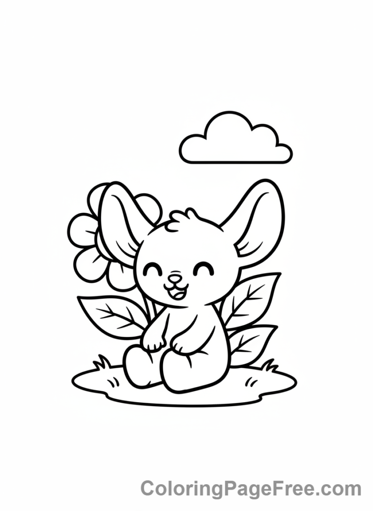 Labubu coloring page - Labubu sitting happily