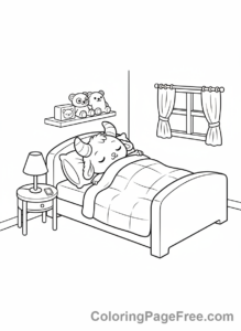 Labubu coloring page - Labubu sleeping soundly
