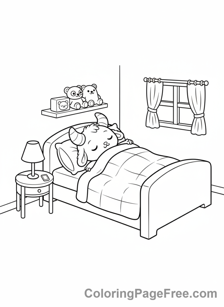 Labubu coloring page - Labubu sleeping soundly