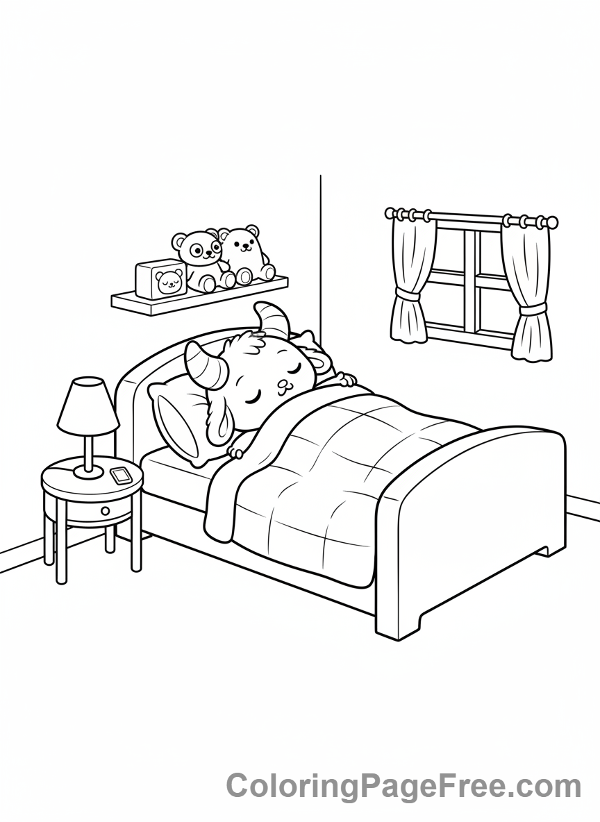 Labubu coloring page - Labubu sleeping soundly