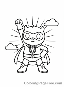 Labubu coloring page - Labubu superhero pose