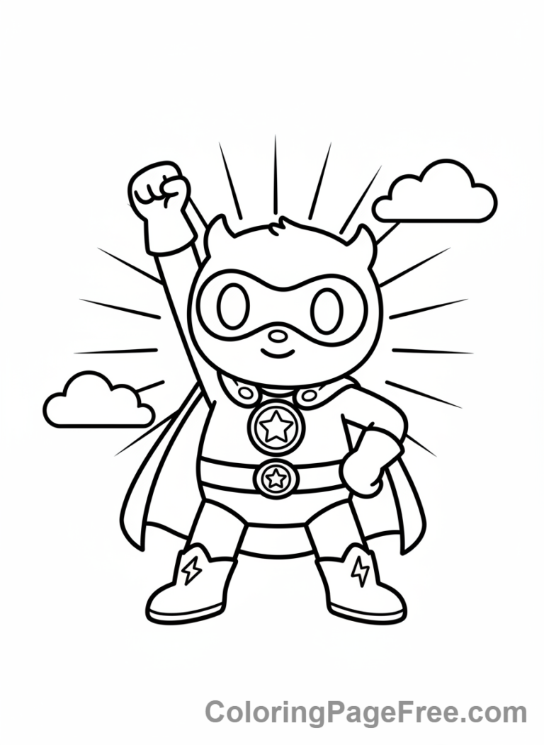 Labubu coloring page - Labubu superhero pose