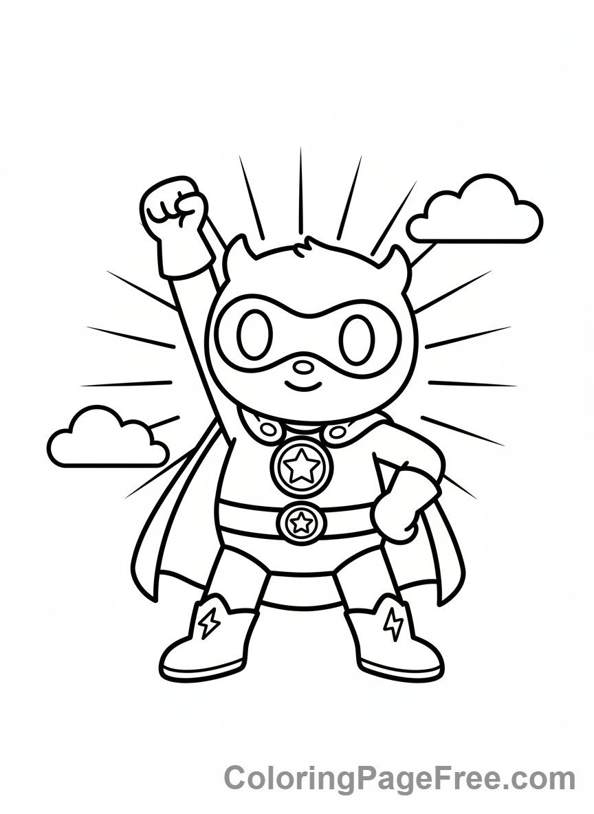 Labubu coloring page - Labubu superhero pose