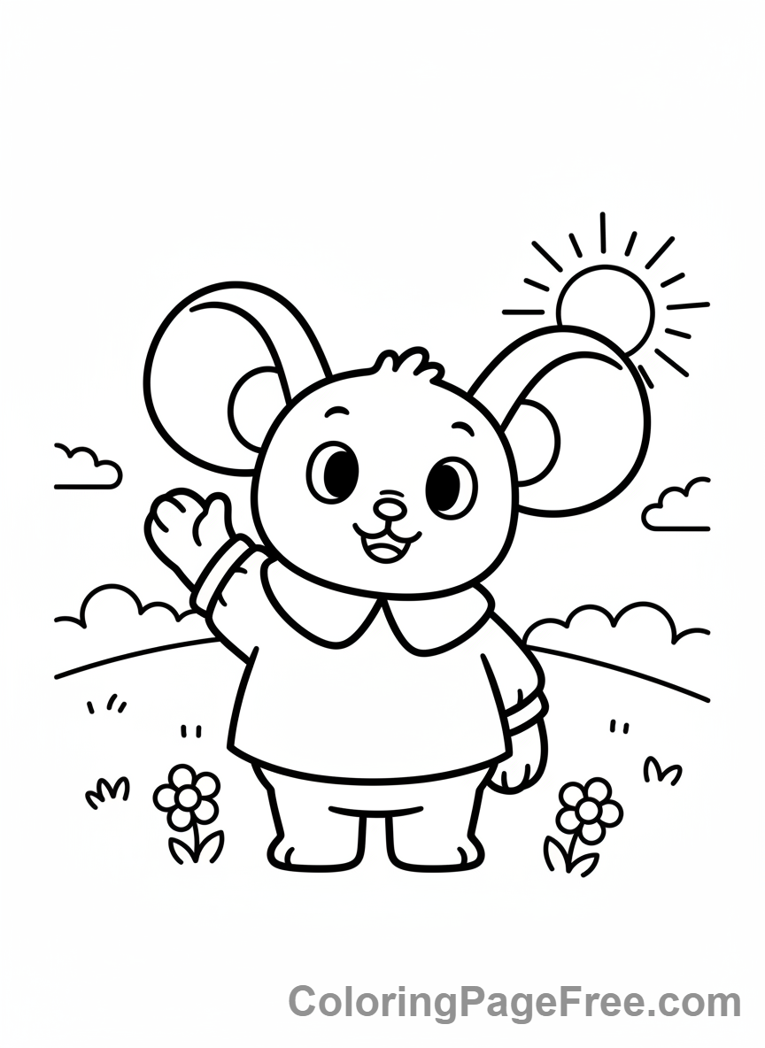 Labubu coloring page - Labubu waving hello