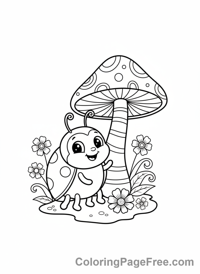 Ladybug coloring page - Ladybug by mushroom