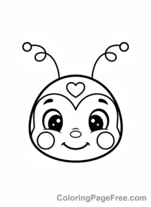 Ladybug coloring page - Ladybug face happy