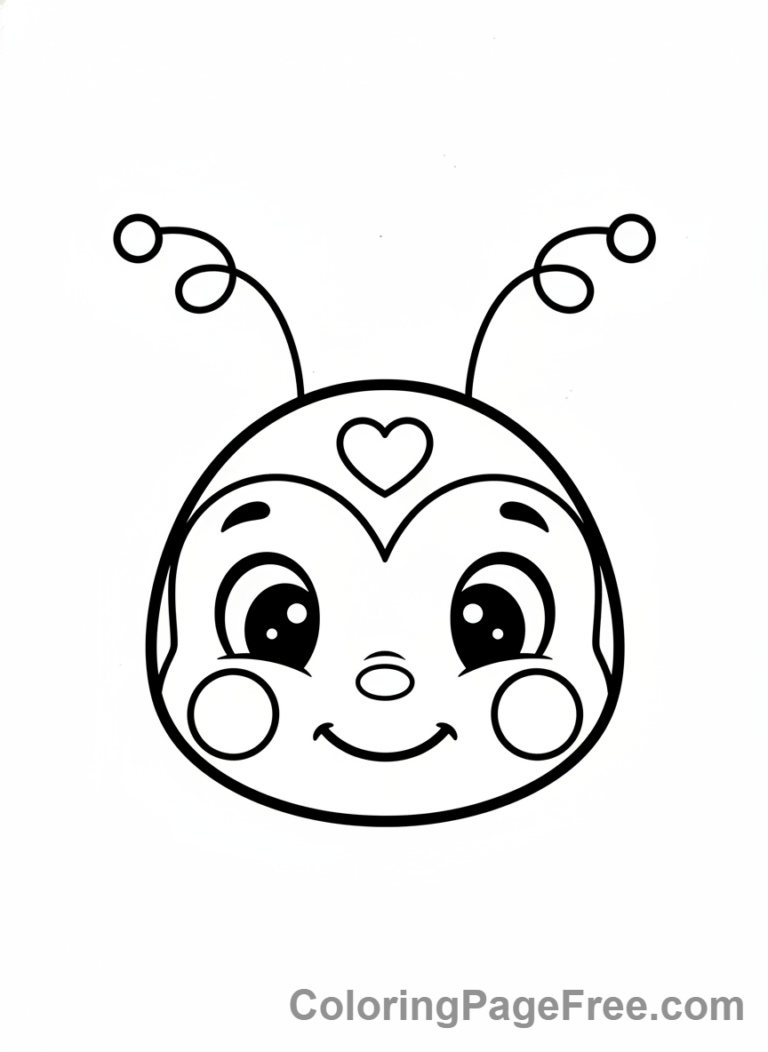 Ladybug coloring page - Ladybug face happy