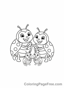Ladybug coloring page - Ladybug family together