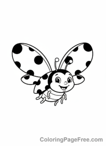 Ladybug coloring page - Ladybug flying happy