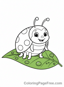 Ladybug coloring page - Ladybug on leaf