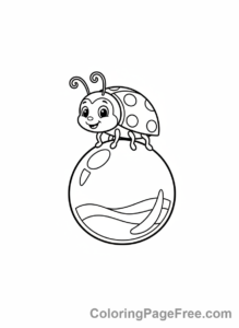 Ladybug coloring page - Ladybug on water drop