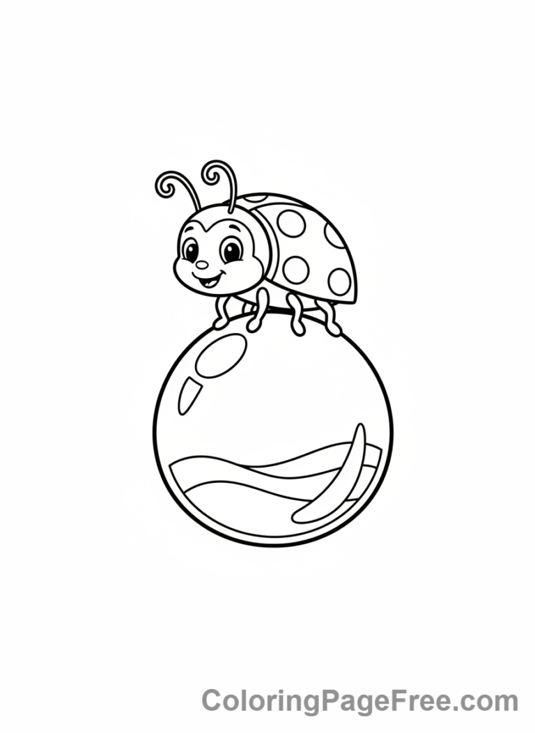 Ladybug coloring page - Ladybug on water drop
