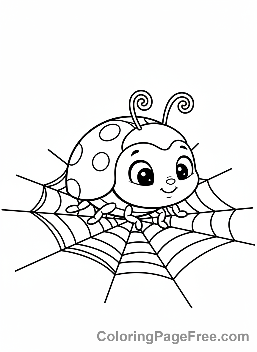 Ladybug coloring page - Ladybug on web
