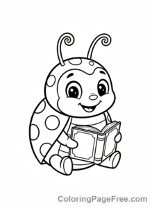 Ladybug coloring page - Ladybug reading book
