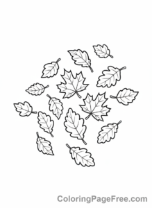 Leaves coloring page - Autumn leaves falling wind