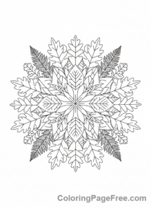 Leaves coloring page - Leaf mandala pattern design