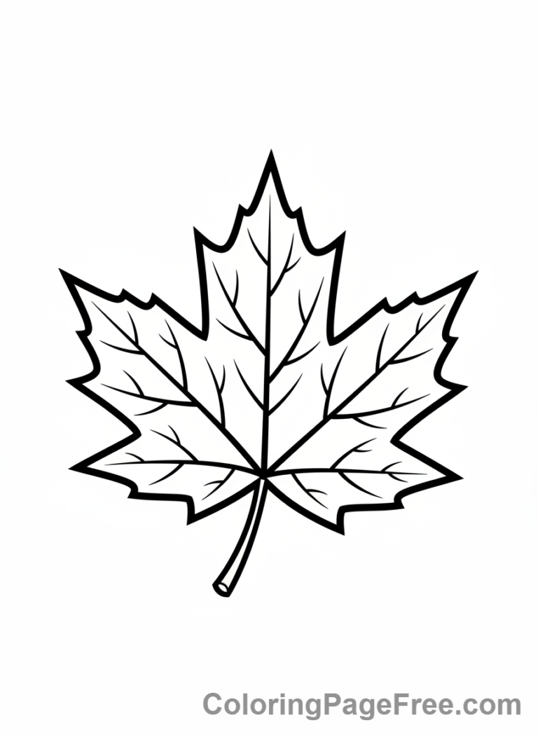 Leaves coloring page - Single maple leaf close-up