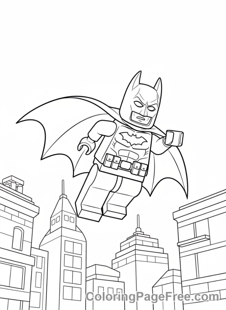 Lego Batman coloring page - Batman flying city
