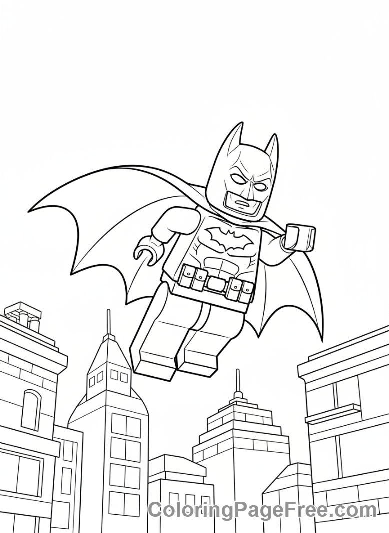 Lego Batman coloring page - Batman flying city
