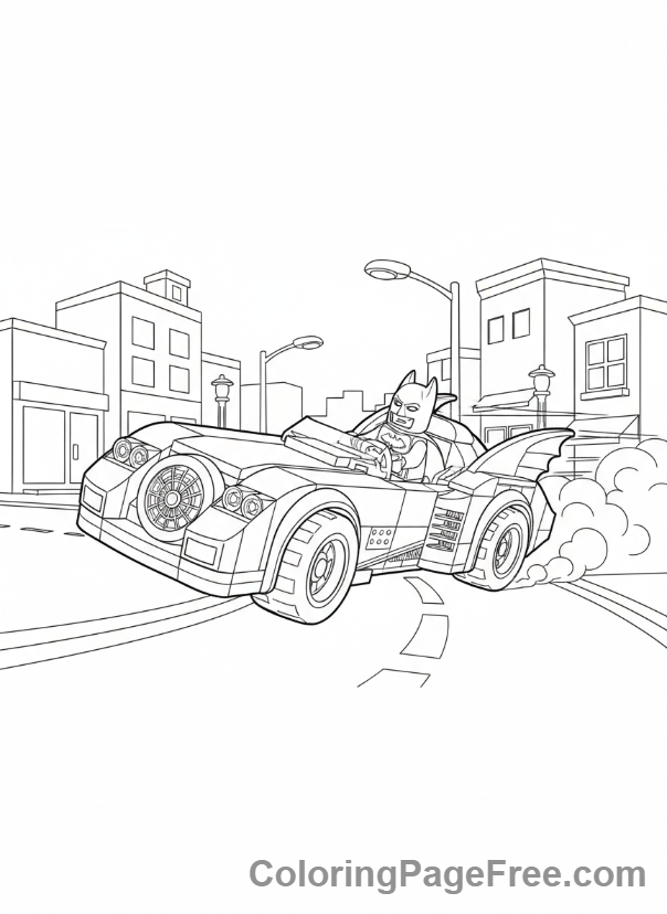 Lego Batman coloring page - Batmobile chase action