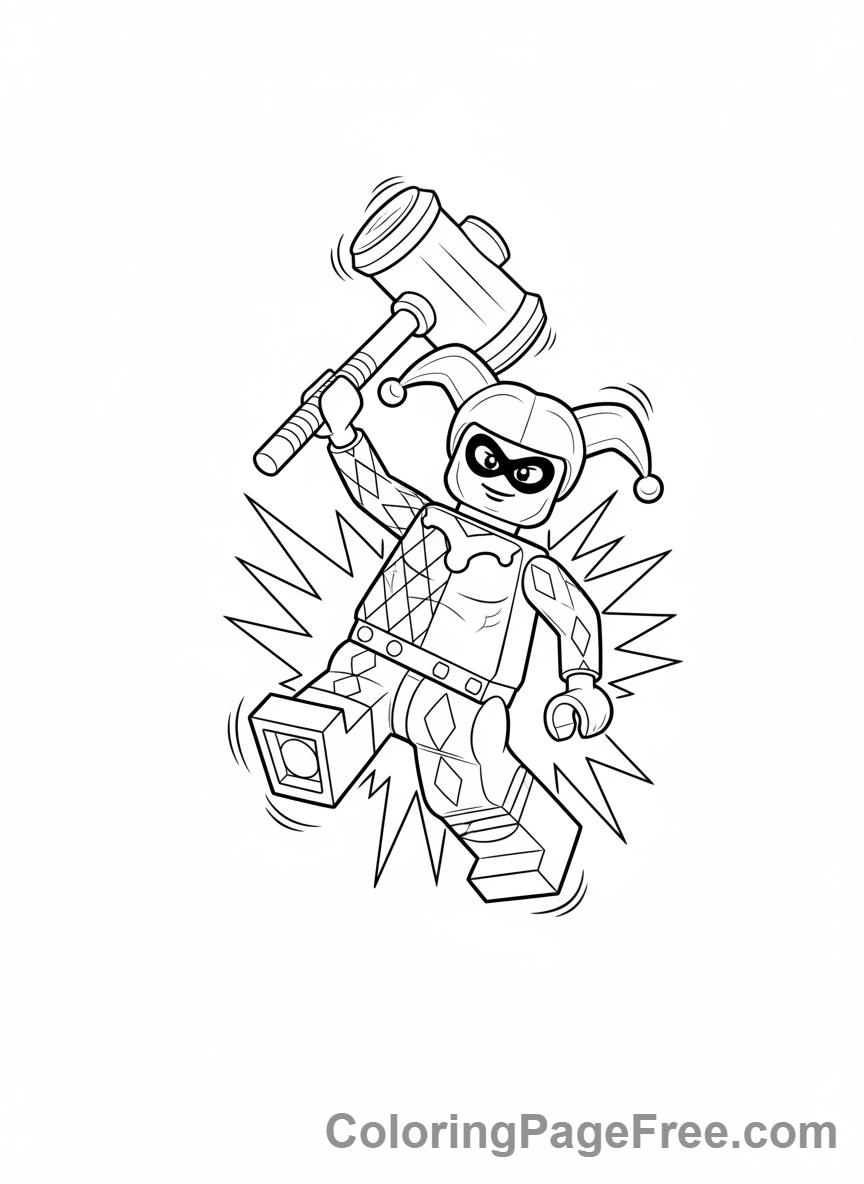 Lego Batman coloring page - Harley Quinn action
