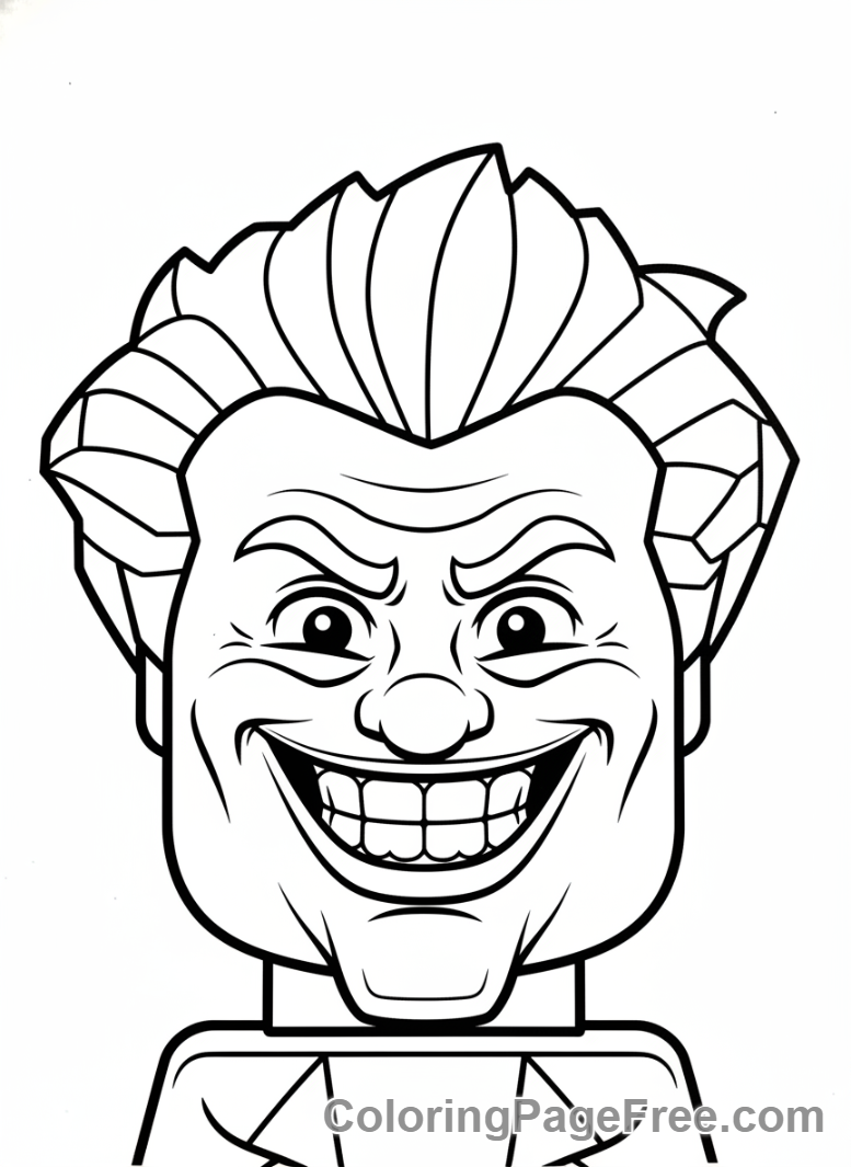Lego Batman coloring page - Joker close-up laughing