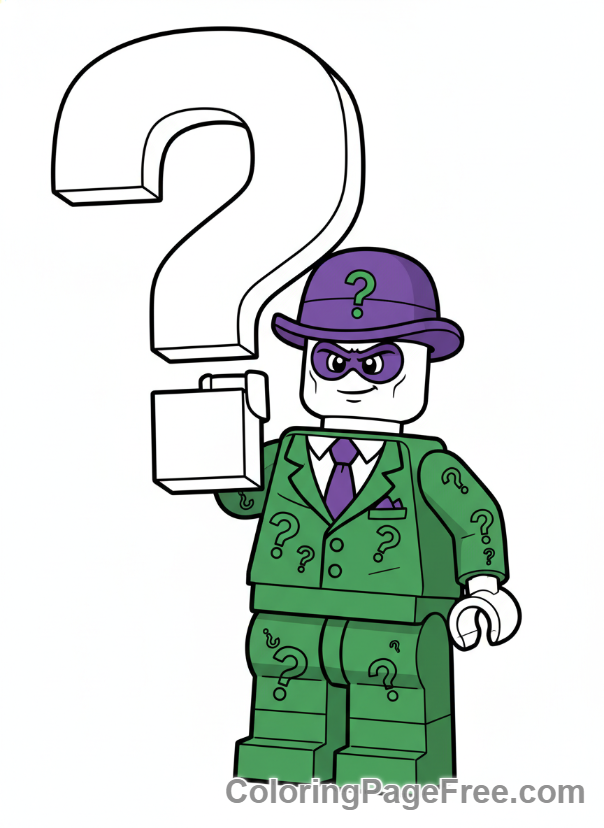 Lego Batman coloring page - Riddler holding question