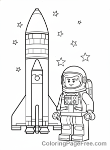 Lego City coloring page - Astronaut space rocket