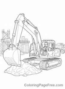 Lego City coloring page - Construction worker excavator